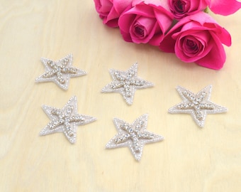 Rhinestone Star Applique: Beaded Iron-On Patch