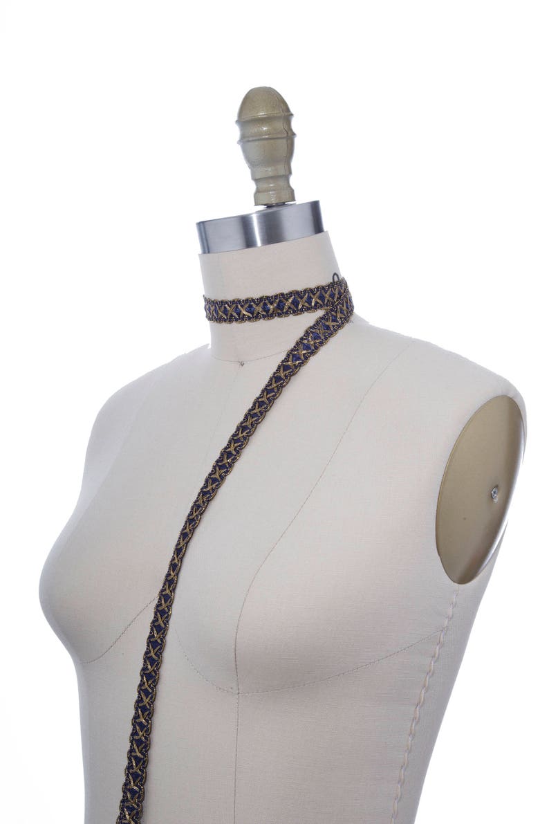 Navy Blue Upholstery Gimp 2 YARDS Gold and Navy Furniture Gimp Etsy