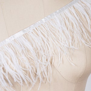 White Feather Fringe Made of Natural Ostrich Feathers Trimming with Corresponding Ribbon Tape Bridal DIY Wedding DIY