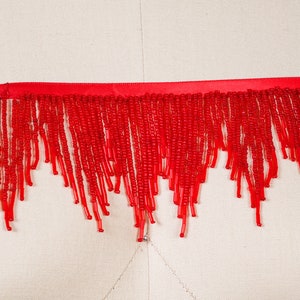 Red Beaded Fringe Red Fringe for Flapper Costumes High Quality Beads