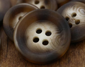 Tortoise Shirt Button/ 1 Dozen 15mm / 24L / 5/8" / 20mm 32L Tortoise Jacket Button/ Plastic Brown Button/ Shirt Button / 4 holes BL001