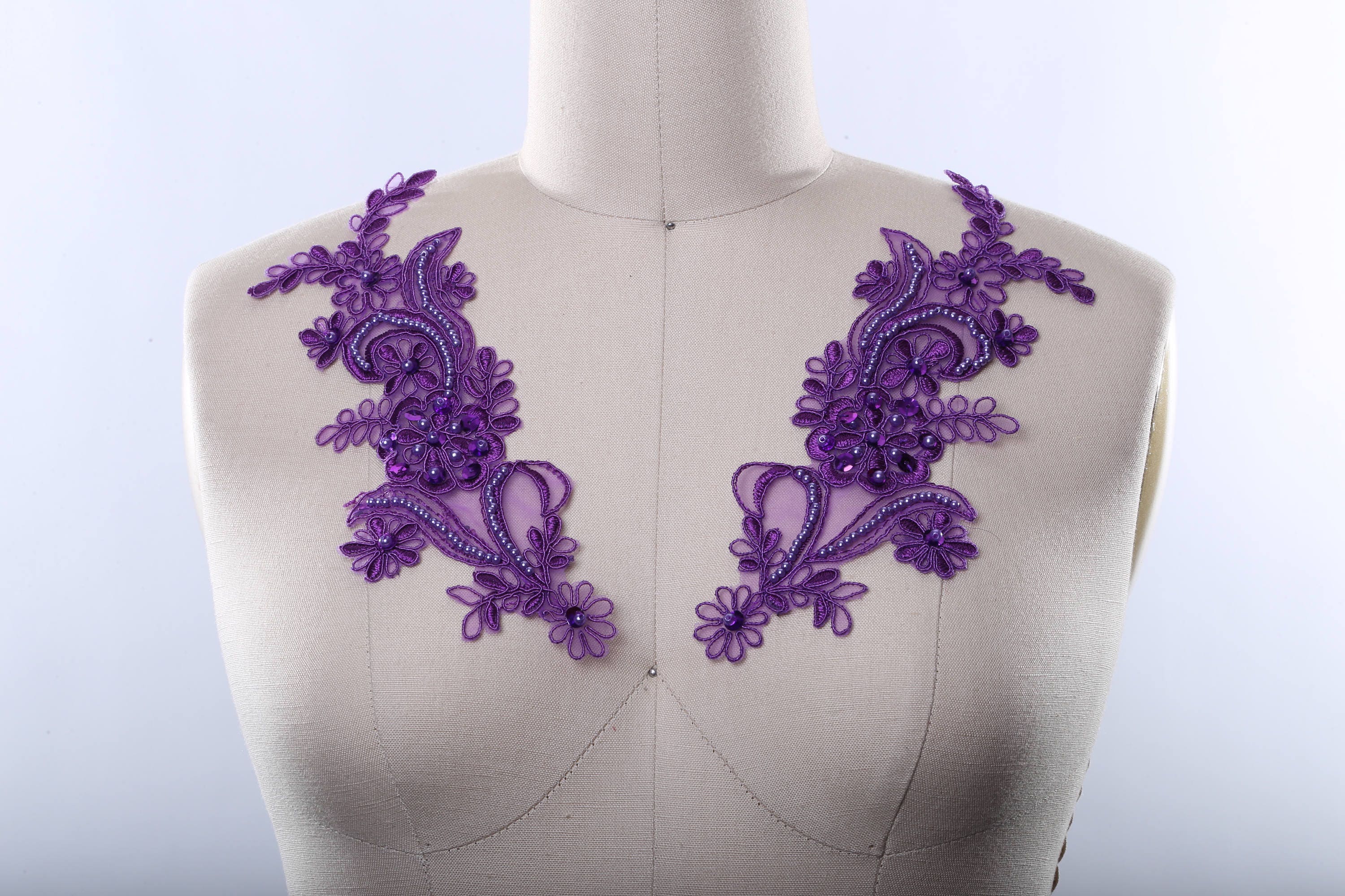 Purple Applique Violet Applique Purple Applique Purple Beaded Etsy