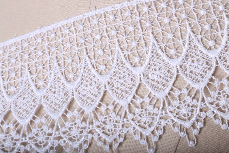 White or Ivory Venice Lace Trim 4.5 in Width. Dainty and Durable. Vintage inspired/ Bridal Lace Trim PRISCILLA image 3