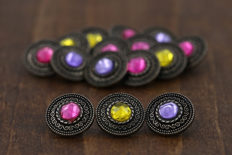 Pink Gemstone Button 12 PIECES Gothic Esmeralda Button Purple Etsy