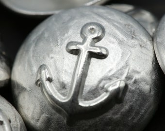 Silver Anchor Button Stucco Effect Silver Button in Soft Silver Shade Nautical Button 36L 23mm 44L 28mm 1-3/32"  15/16" MS 27