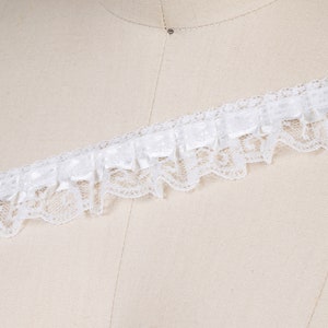 Ivory Ruffle Trim Beige Gathered Lace Trim Satin and Lace Ruffles For Beautiful Costumes White