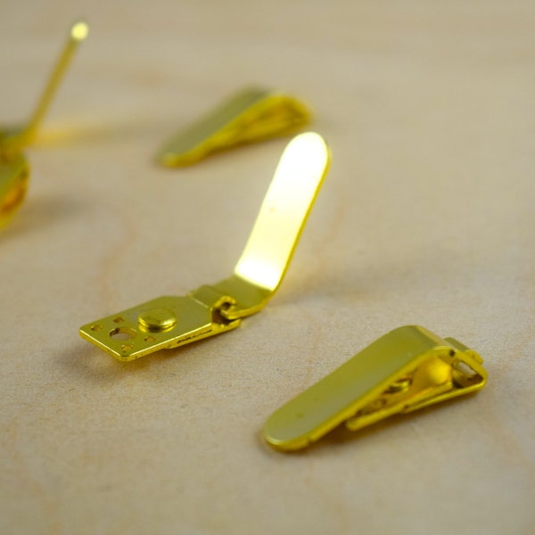 2 Gold Clip-on Tie Hardware Bow Tie Hardware, Bowtie Clip, Onsie Clip - Discreet and Easy to Use.