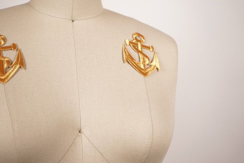 Silver Anchor Patch / Iron on Anchor Patch / Nautical Patch / Etsy