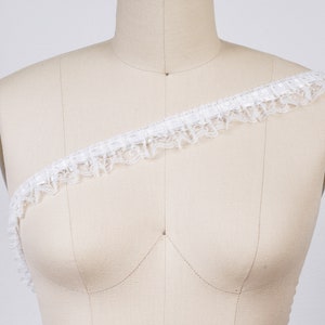 Ivory Ruffle Trim Beige Gathered Lace Trim Satin and Lace Ruffles For Beautiful Costumes image 3