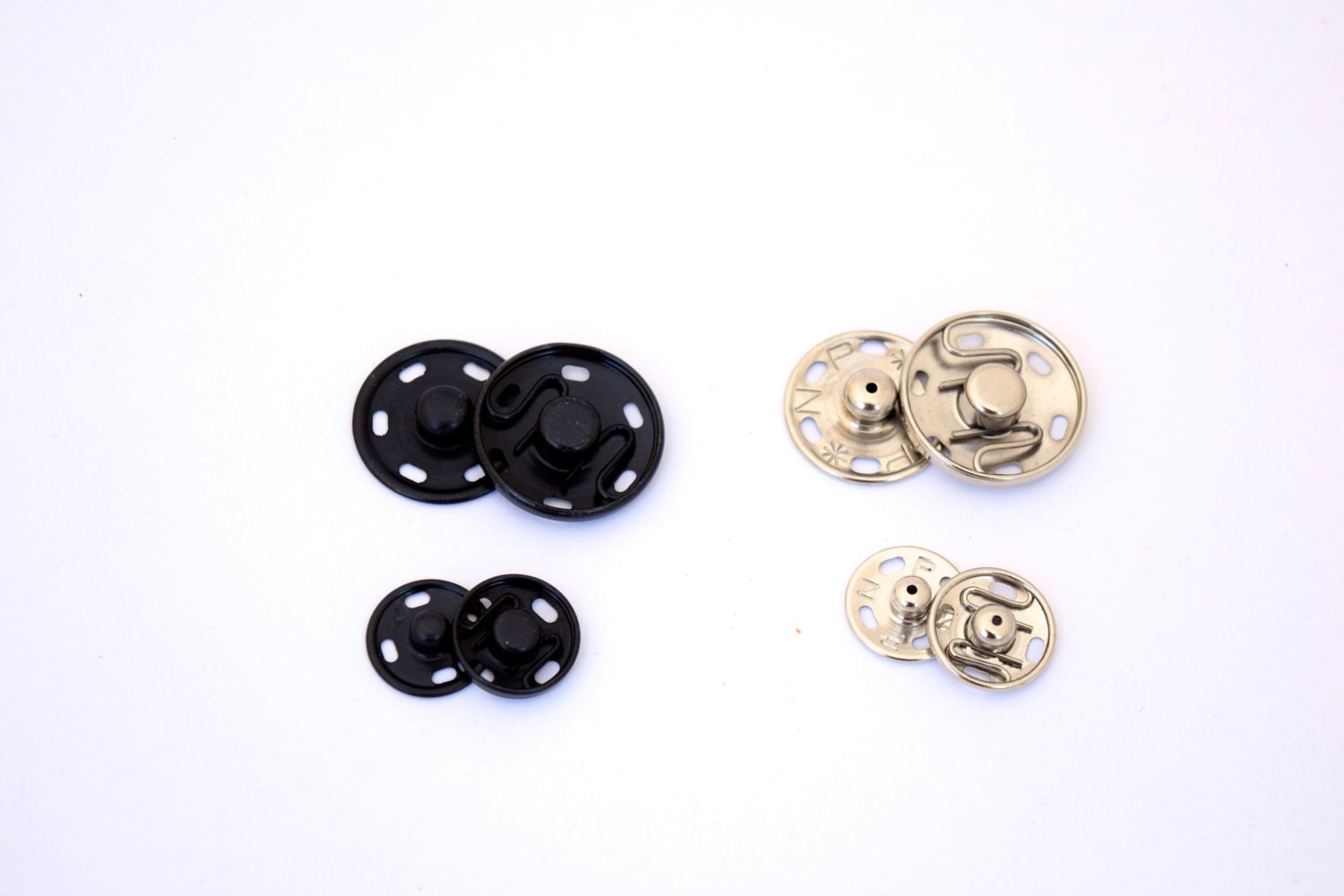 Sew-on Metal Snap Buttons: Nickel & Black, 12 Sets - Etsy