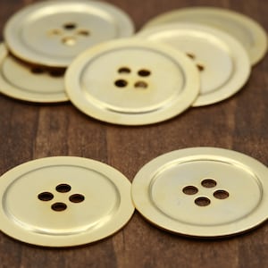 Gold Blazer Button 4 PIECES Gold Matte Button Four Holes Elevated Rim  38mm 1 1/2&quot; 60L MG21