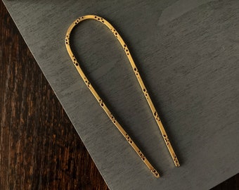 Textured small hair fork, french hair pin, man bun holder pin, gold hair pin, arch hair fork, U shape hair prong, accessories for fine hair