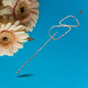 Teardrop hammered sterling silver hairpin, simple hair clip, barrette, hair clasp, hair slide with stick, accessories, gift for her image 6