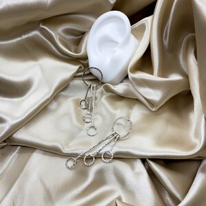 Three tier sterling silver dangle stud earrings, hammered silver earrings, drop earrings, simple sterling studs, wedding jewelry, gift idea image 6