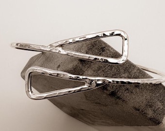 Handmade Textured Sterling Silver Wrap Bangle, Adjustable Cuff