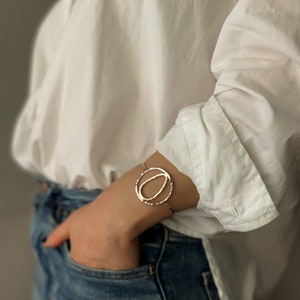 Hammered sterling silver cuff bracelet, Textured sterling silver cuff, Cuff bracelet for women, Adjustable silver bracelet, Open bangle cuff