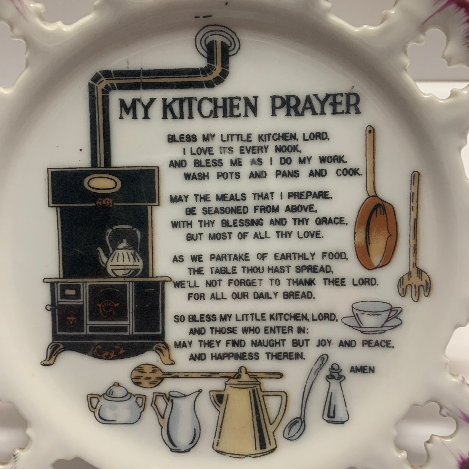 Vintage my Kitchen Prayer Poem Wall Hanging Decorative Plate Etsy