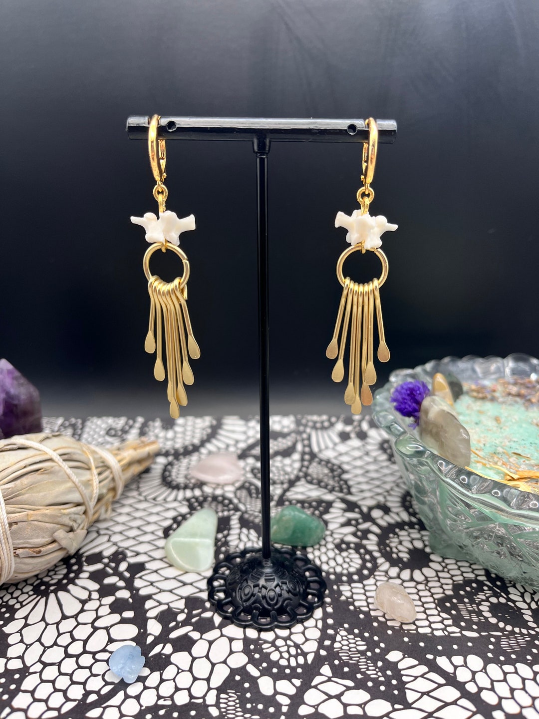 Real Bone Earrings Ball Python Vertebrae Earrings With Matt Gold ...