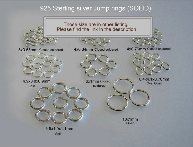 925 Sterling silver Jump Rings,SOLIDOpened & Closed Jump rings soldered, Round, 3mm, 4mm, 5mm, 6mm, 7mm, 8mm, 10mm. ... image 5