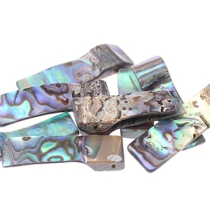 Natural Abalone Shell Pendants, Rectangle, 8-9x24-31x4-5mm, Hole:Approx 0.5mm (BD-A301)