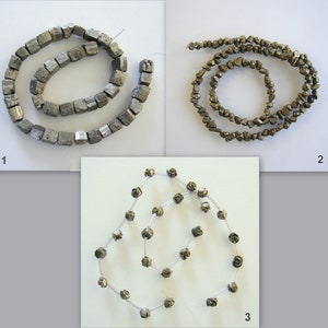 Natural Pyrite Nuggets, Roses Beads Strands. Whole strand, half strand and separate beads