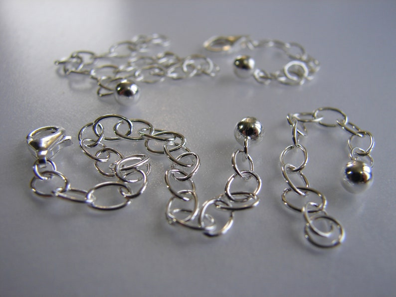 925 Sterling Silver Extenders With Ball and Clasps & Cord Ends - Etsy