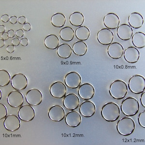 200pcs 304 Stainless Steel Closed but Unsoldered Jump Rings Size: 5x0.6mm, 9x0.9mm, 10x0.8mm, 10x1mm, 10x1.2mm, 12x1.2mm