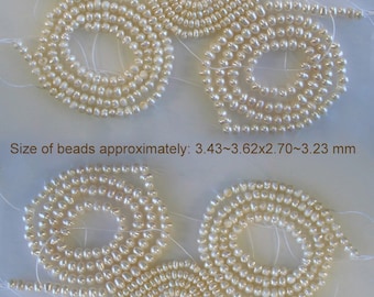 Natural Pearl Beads Strands, Nuggets, Ivory, The strands  approximately 15 inches long and the beads are around: 3.43~3.62x2.70~3.23 mm