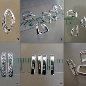 SALE. 925 Sterling Silver Pinch Bails, with cubic zirconia, Solid silver 418BB105-1-7 ... image 3