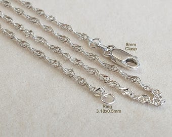 925 Sterling  Silver Singapore Chain. Made in Italy, Necklace Singapore Chains  Length: 18, 20, 22 inches ..