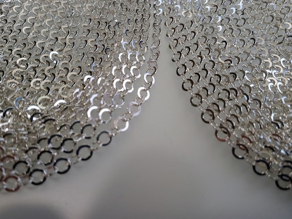 925 Sterling Silver Jewelry Making Cable Trace Anchor Chain for DIY Jewelry Made in Italy (Cable Flat Link 3.7mm) Sale by yard & foot