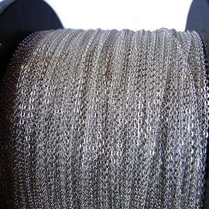 925 Sterling Silver (Solid) Jewelry Making Cable Trace Anchor Chain for DIY Jewelry (Cable Flat Link 1.6mm) Unfinished Sale by yard & foot