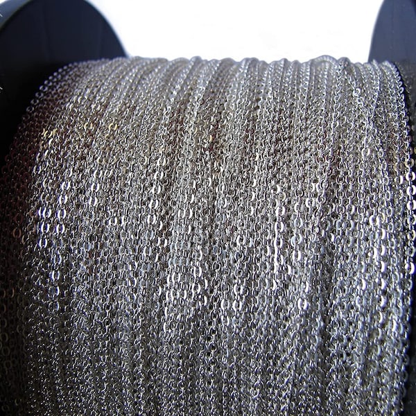 925 Sterling Silver (Solid) Jewelry Making Cable Trace Anchor Chain for DIY Jewelry (Cable Flat Link 1.6mm) Unfinished Sale by yard & foot