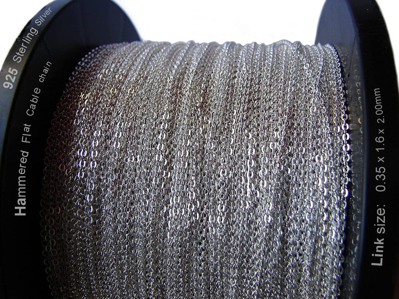 Plata de ley 925 sólida Fabricación de joyas Cable Trace Anchor Chain para joyería DIY Cable Flat Link 1.6mm Venta inacabada cortada a medida y pie imagen 1