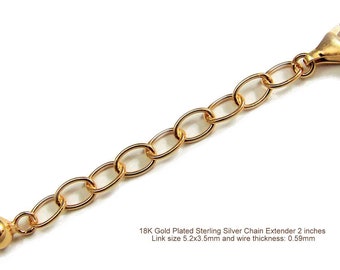 18K Gold plated over 925 Sterling silver Extenders with ball and clasps. 2 inch & 3 inch