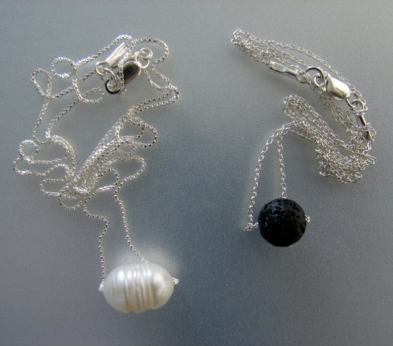 19 lava SOLID 925 Sterling Silver Minimalist Necklace Chain length 16 17 22 Floating Necklaces Single Pearl Pyrite 21 24 in 18 20