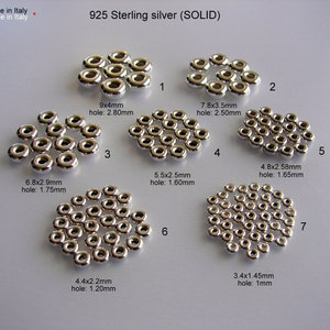 925 Sterling Silver Spacer Bead,Donut, Drum, Doughnut, All sizes shown on the picture. ...
