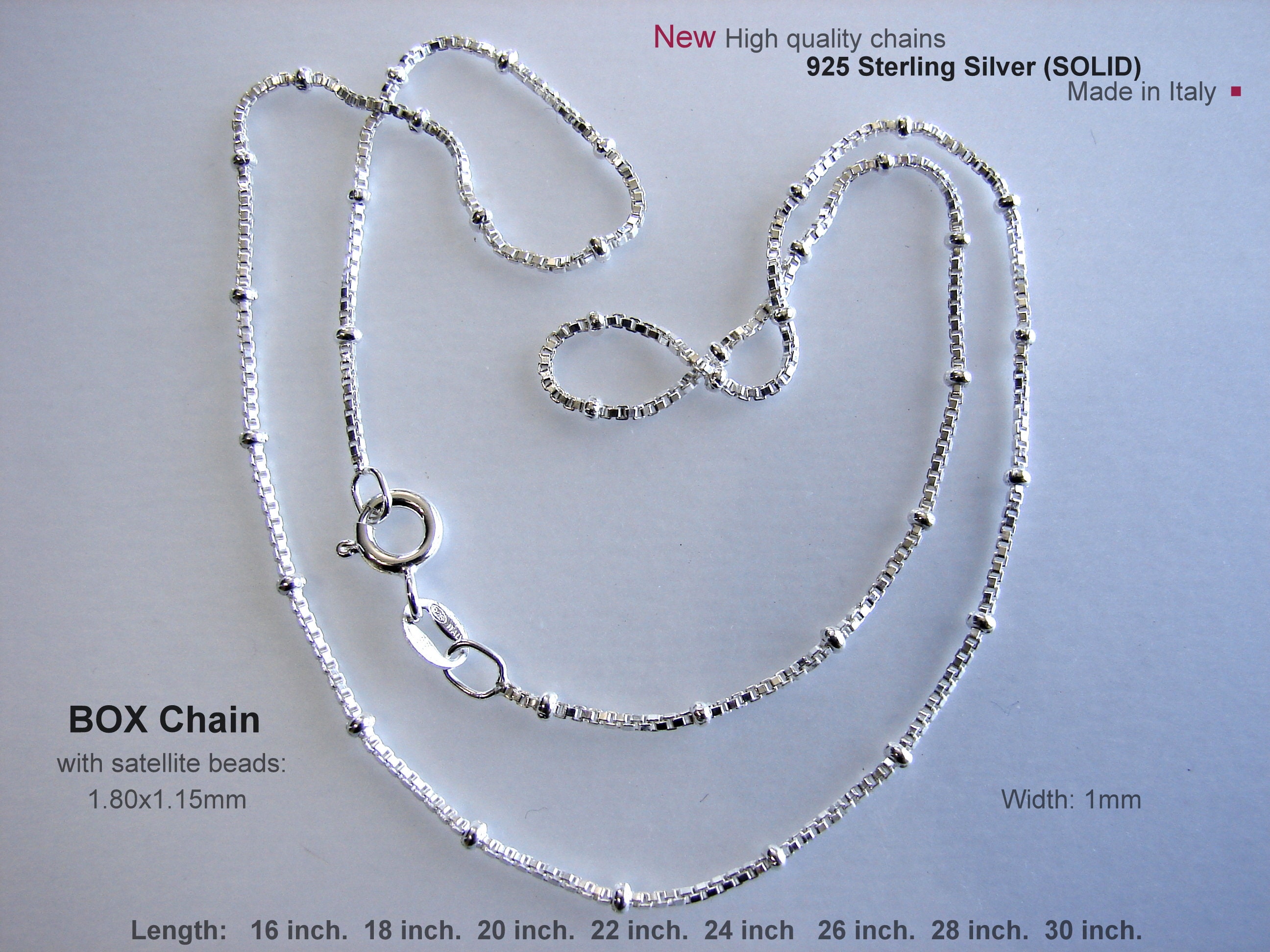 925 Sterling Silver BOX Chain With 