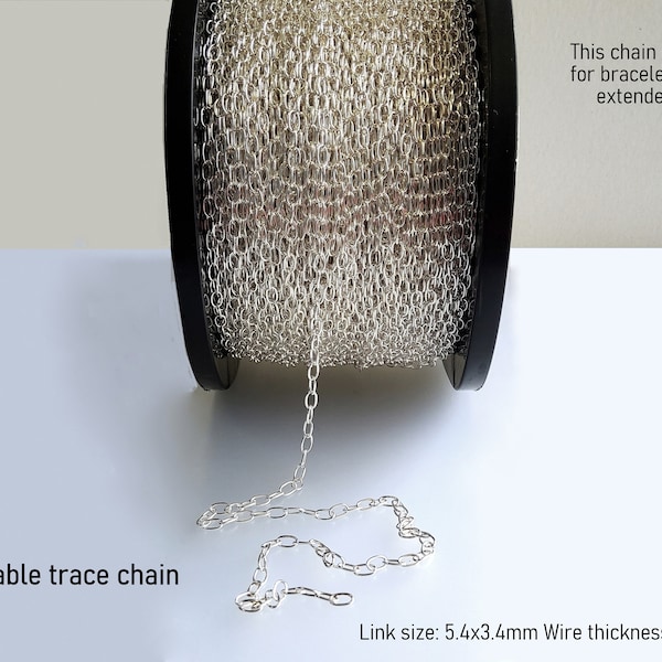 925 Sterling Silver Oval cable trace chain ( SOLID) Unfinished Sale by yard & foot. ...