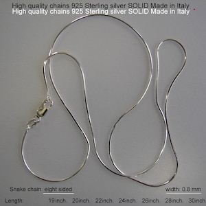 Nuevas cadenas de serpiente de plata de ley 925 de ocho lados. Hechas en Italia. Longitud del collar: 19, 20, 22, 24, 26, 28, 30" ...