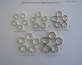 925 Sterling silver Split Rings SOLID,  5mm, 6mm, 7mm,  Sold by 1pc, 2 pcs, 3pcs, 4pcs, 5pcs, 10pcs 20pcs 30pcs 40pcs 50pcs 100pcs ...