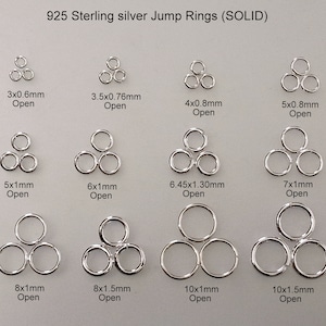 925 Sterling silver Jump Rings,(SOLID)Opened & Closed Jump rings soldered, Round, 3mm, 4mm, 5mm, 6mm, 7mm, 8mm, 10mm. ...