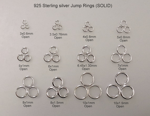 925 Sterling Silver Jump Rings,solidopened & Closed Jump Rings Soldered,  Round, 3mm, 4mm, 5mm, 6mm, 7mm, 8mm, 10mm.  