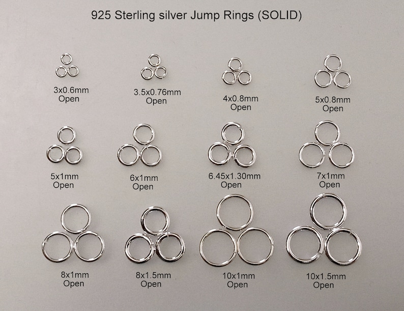 925 Sterling silver Jump Rings,SOLIDOpened & Closed Jump rings soldered, Round, 3mm, 4mm, 5mm, 6mm, 7mm, 8mm, 10mm. ... image 1