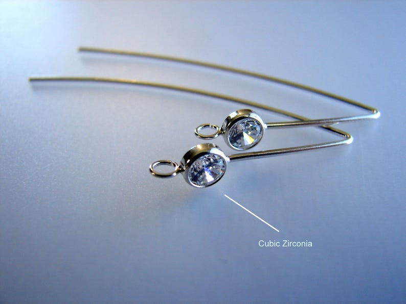 Earwire 925 Sterling silver SOLID with cubic zirconia Sold by pairs, All sizes shown on pictures WHOLESALE PRICE ... image 4