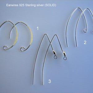 Earwire 925 Sterling silver SOLID with cubic zirconia Sold by pairs, All sizes shown on pictures WHOLESALE PRICE ... image 1