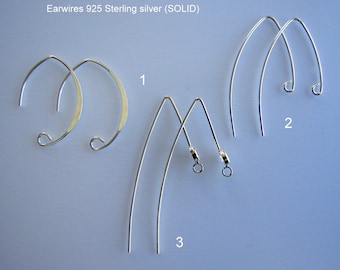 Earwire 925 Sterling silver (SOLID) with cubic zirconia Sold by pairs, All sizes shown on pictures  WHOLESALE  PRICE ...