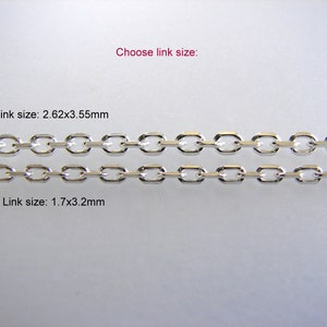 925 Sterling Silver Chain Unfinished Oval Flat Link chain, Box chain, Curb chain, Half round ROLO chain, Diamond Cut Chain By yard & foot... image 5