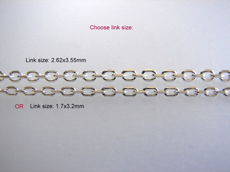 925 Sterling Silver Chain Unfinished Oval Flat Link chain, Box chain, Curb chain, Half round ROLO chain, Diamond Cut Chain By yard & foot... image 5