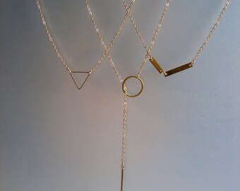 Minimalist Necklace, Minimal Necklace, Dainty Necklace, Chain necklace, Mini Necklace, Y necklace, Bar . Minimalist Jewelry, 18K Gold plated